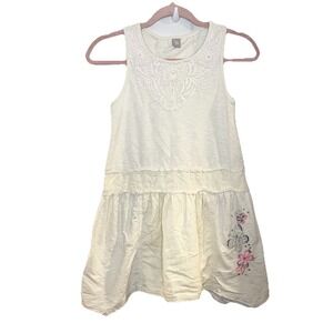 TU Girl's Dress Tunic Ivory Embroidered Sequin Floral Fairy Cottagecore Size 11